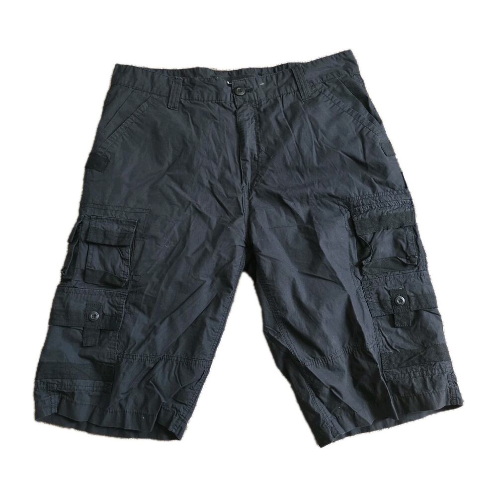 Y2K Ecko Unlt Cargo Baggy Shorts Men 36 Black Loose Skater Vtg 2000s Goth Grunge